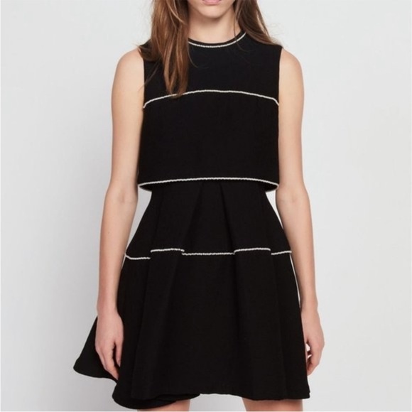Sandro Pearl Embellished Dress Black Size FR 1/US XS - Picture 6 of 14